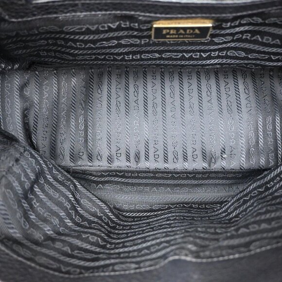 PRADA Logo Tessuto Shoulder Hand Bag Leather Black GHW 76EF401 - Picture 12 of 16